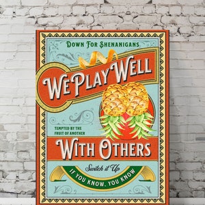 Plays Well With Others Upside Down Pineapple Png and Pdf- Upside Down Pineapple Pdf- Upside Down Pineapple- Swingers- Funny- Poster- Wallart