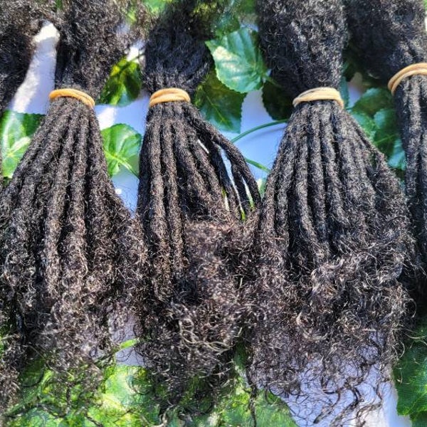 100% human hairdreadloc  extensions with curly tips handmade locs 10 locs per bundle