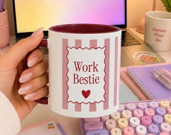 Work Bestie Mug Gift for Colleague, Coworker Mug, Office Girlfriend Gift, Office Coffee Mug, Funny Coffee Mug