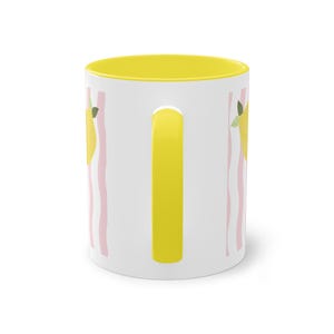 Zitronen Tasse | Sommer Keramiktasse mit Zitronen Print | Gestreifter Kaffeebecher | Lemon Mug | Geschenk für Dolce Vita Sommer Bild 5