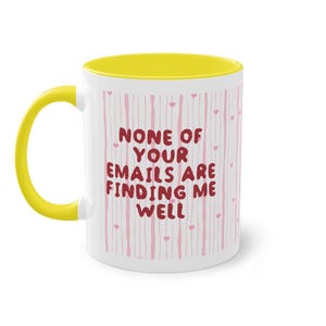 Caneca engraçada para escritório: "Nenhum dos seus e-mails está me encontrando", presente para colega de trabalho, caneca de café com humor corporativo, caneca de escritório engraçada com rato de escritório. imagem 6
