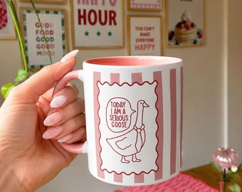 Today I Am A Serious Goose Tasse | Lustige Gänse Tasse mit Streifen | Witziger Kaffeebecher | Geschenk für Kollegen & Freunde