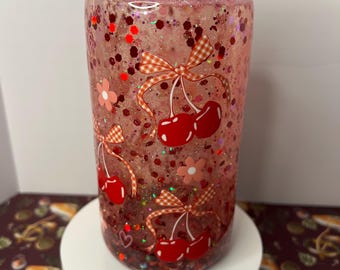 Cherries and Bows Snowglobe Tumbler