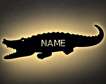 Crocodile Animal LED Jouet Alligator personnalisé avec le nom désiré Gravure laser Veilleuse Veilleuse Lumière pour Cadeau de Pépinière
