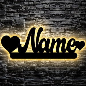 LED decorative slumber light night light name with heart personalized with desired name laser engraving evening light children's room living room gift