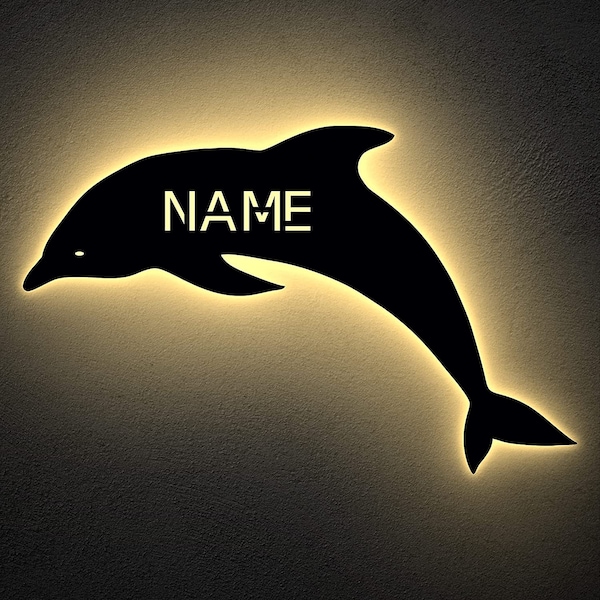 Dauphin snooze lumière veilleuse dauphin jouet animal LED décoration avec nom désiré gravure au laser lumière du soir chambre chambre d'enfant cadeau