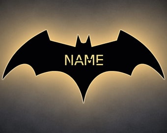 Décoration LED avec nom désiré Slumber Light Bat Laser Engraving Night Light Evening Light Chambre d’enfants Salon Cadeau pour enfants #B6