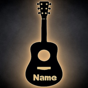 Guitar LED Decoration Slumber Light Night Light Guitar Rock Wall Light Wall Lamp with Desired Name Laser Engraving Nursery Birthday Gift