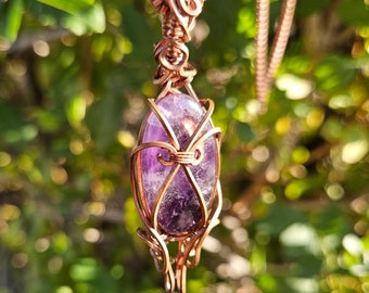 Amethyst Handmade Copper Wire Wrapped Necklace