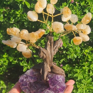 Citrine Gemstone Tree on Quartz Cluster Base
