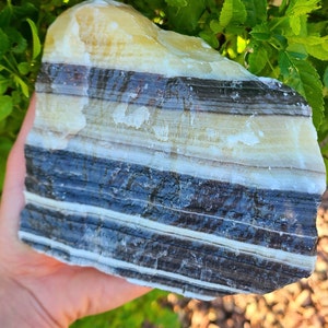 3lb Zebra Calcite Stone, Large Polished Zebra Calcite Specimen