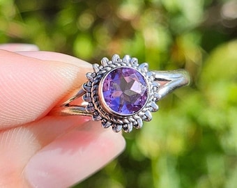 Amethyst Ring Sterling Silver Size 10