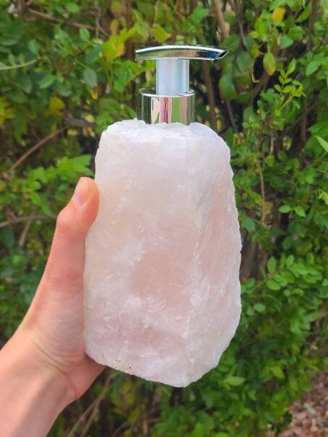 Clear Quartz Soap Dispenser, Stone Soap Dispenser, Rose Quartz Soap