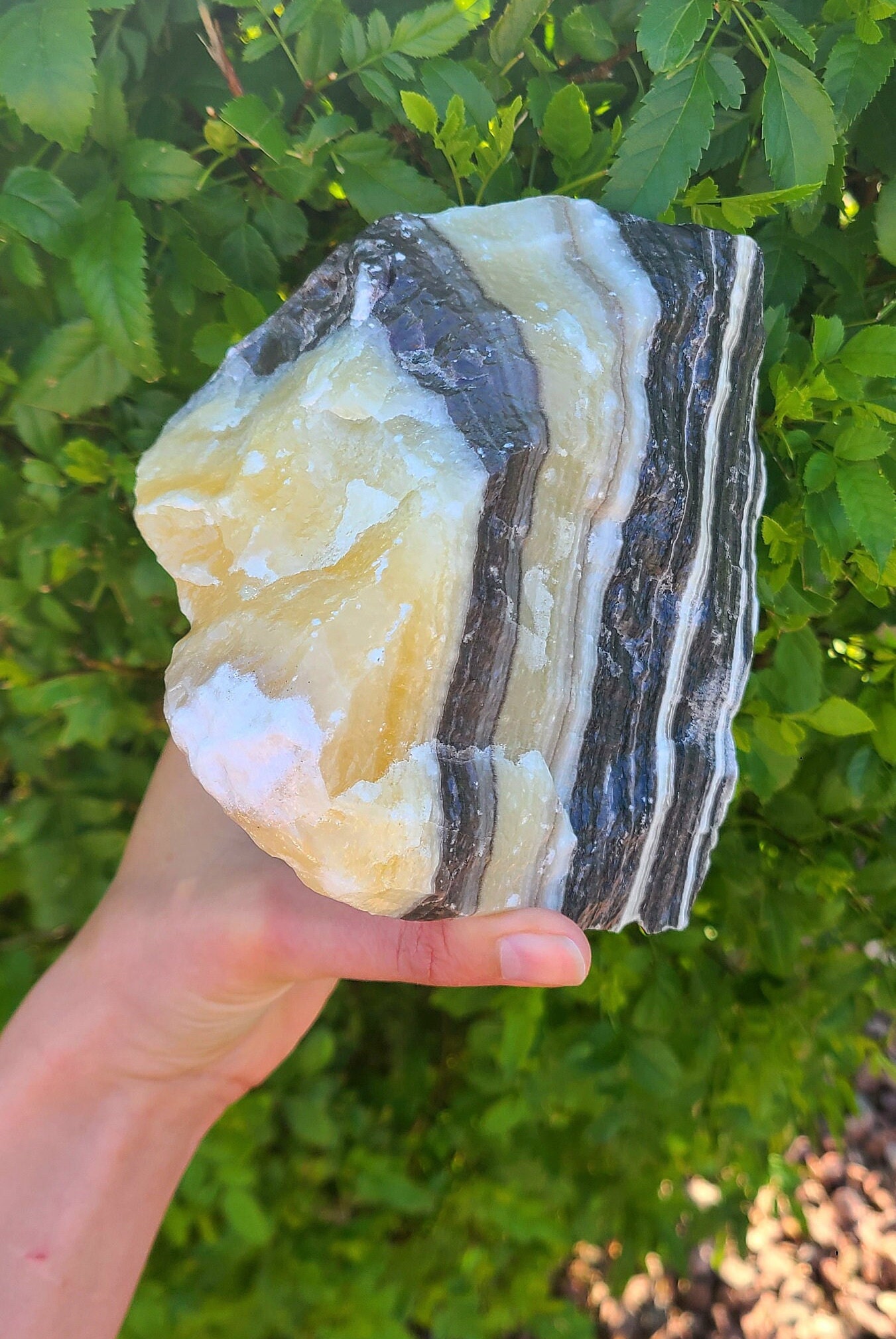3lb Zebra Calcite Stone, Large Polished Zebra Calcite