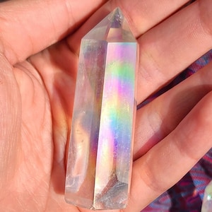 Angel Aura Clear Quartz Natural Point Crystal Tower