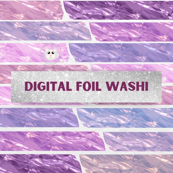 Purple Washi Tapes, Washi Tape Set, Cute Washi Tape, Digital Washi Tapes,  Digital Planner Tapes, Washi Goodnotes Pngs, 