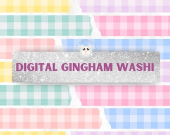 7 adesivi digitali Washi a quadri pastello / adesivi digitali PNG / clipart / adesivi per agenda digitale / adesivi Washi con motivo a quadretti