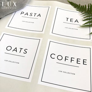 Personalsied White Pantry Labels Custom - Waterproof - Kitchen - Pantry - Home Organisation Minimalist 8cm x 8cm & 5cm x 5cm | Paris Style|