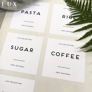 Personalised White Pantry Labels Square - Waterproof - Kitchen - Pantry - Home - Organisation - 8cm x 8cm and 5cm x 5cm | New York Style|