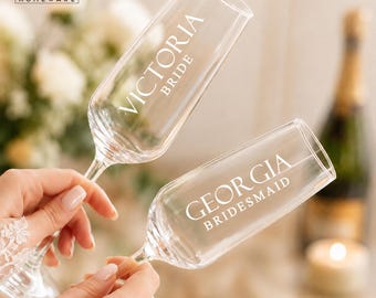 Personalised Champagne Flutes - Wedding Glasses Bridesmaid Gifts
