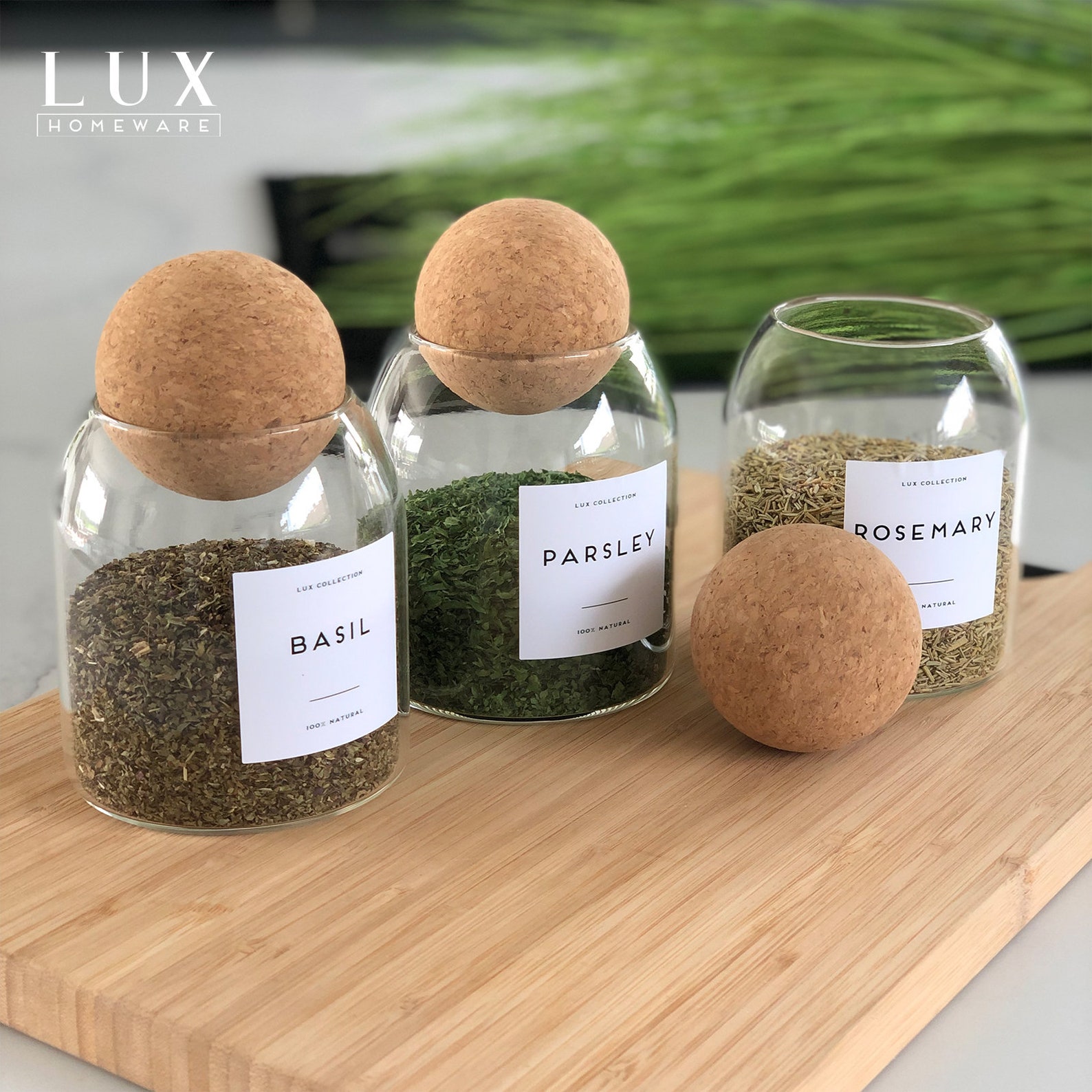 Cork Ball Glass Storage Jar With Personalised White Waterproof Etsy.de