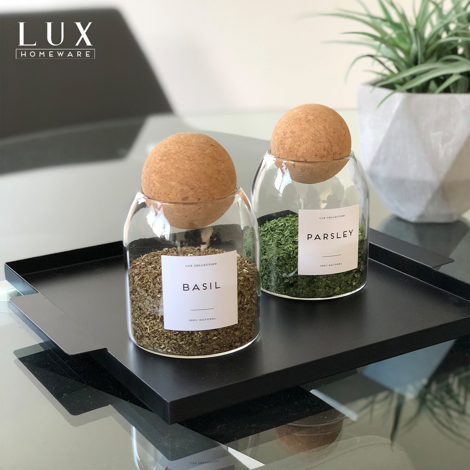 Cork Ball Glass Jar Canister With Personalised White Etsy UK