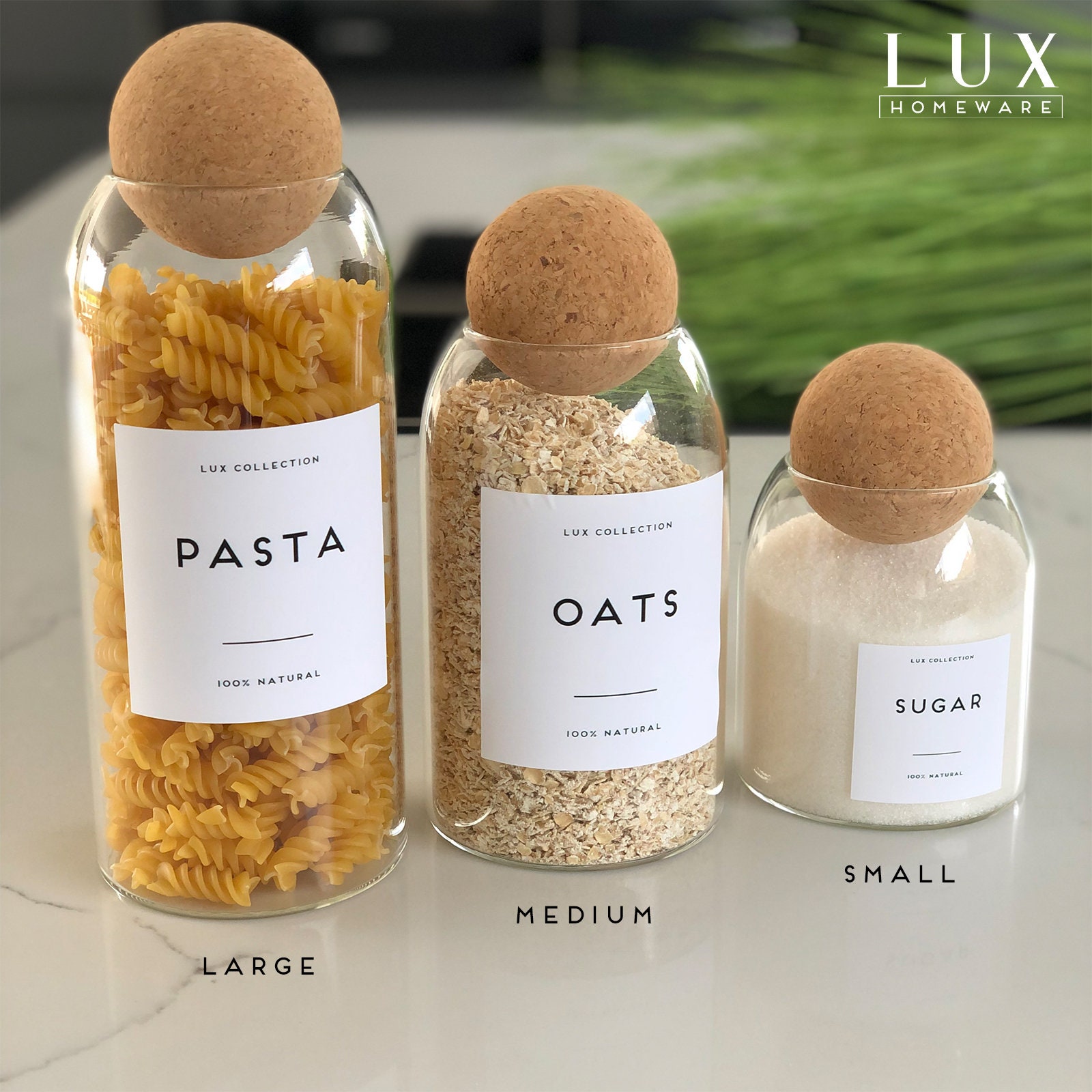 Cork Ball Glass Storage Jar With Personalised White Waterproof Etsy UK