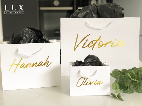 Personalised Gift Bag Name Gift Bags Kraft Black White Luxury Gift Bag With Rope Handles Birthday Gift Bag Bridesmaid Gift Bag Gold Etsy UK