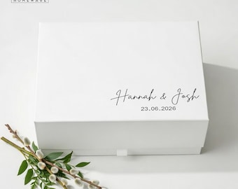 Personalised Wedding Gift Box Couple Names & Date, Luxury Magnetic Keepsake Box, Bridesmaid Proposal Box, Bridal Party Gift