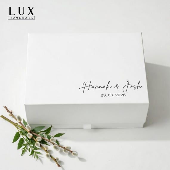 Personalised Wedding Gift Box Couple Names & Date, Luxury Magnetic Keepsake Box, Bridesmaid Proposal Box, Bridal Party Gift