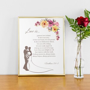 1 Corinthians 13, Love is Patient Love is Kind digital print, Love is digital print, Wedding digital print 8x10in digital print, floral