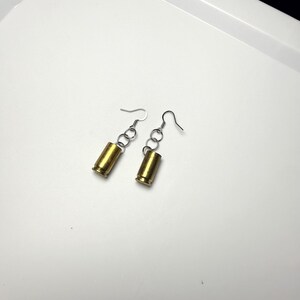 9mm Brass Bullet Casing Earrings – Reclaimed Bullet Jewelry, Handmade Earrings