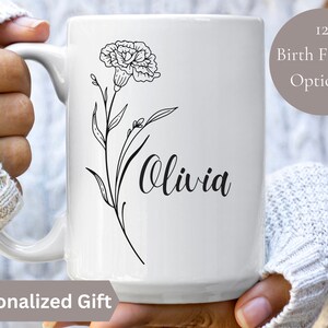 Custom Birth Month Flower Mug | Birth Month Flower Name Mug | Personalized Birthday | Gift Customizable Mug | Bridesmaid Mug | G ift