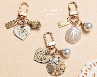 Pearl and Shells Matching Keychain | Kawaii keychain | Cute accessories | Beach keychain | Friendship gift matching keychain