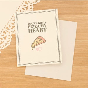 Carte Pizza | Carte de couples mignons | Carte de voeux mignonne | Carte de vœux Kawaii | Cadeau de couple mignon