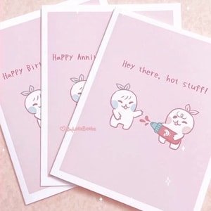 BUNDLE - Cartes de vœux Hot Stuff | Carte d’anniversaire mignonne | Carte de vœux mignonne | Carte de vœux Kawaii | Carte d’anniversaire mignonne | Jeux de mots alimentaires mignons
