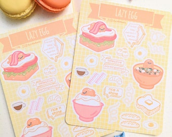 Egg Sticker Sheet | cute breakfast sticker sheet | Daily planner | Scrapbooking | Bullet Journal stickers | Journaling
