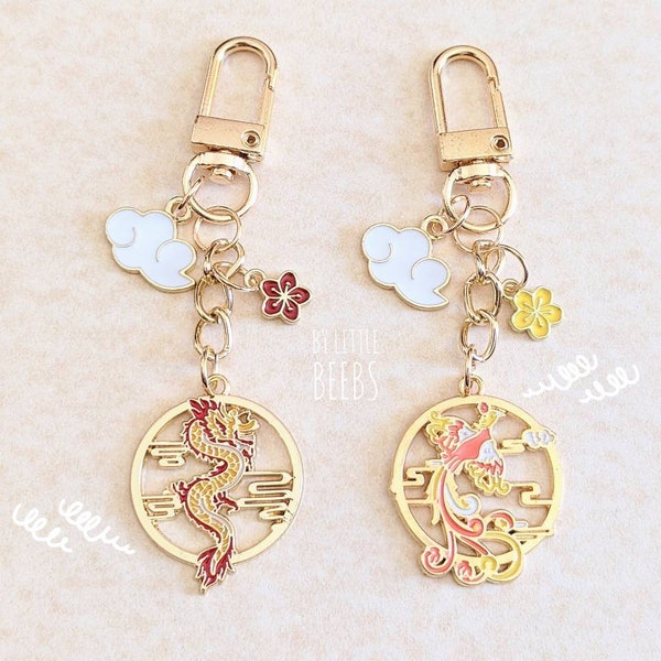Dragon and Phoenix Matching Keychain | Kawaii keychain | Cute accessories | Couple gift matching keychain