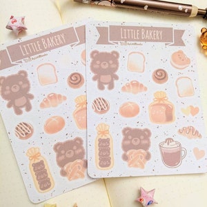Feuille d'autocollants Little Bakery | Adorable feuille d'autocollants pour boulangerie | Agenda quotidien | Scrapbooking | Stickers Bullet Journal | Journalisation