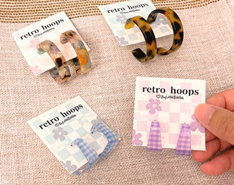 Retro Hoop Earrings | Kawaii earrings | Cute accessories | Y2K earrings | Chunky hoop earrings