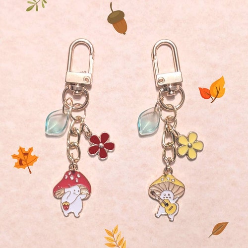 Forest Buddies Mushroom Keychain Kawaii Keychain Cute Etsy