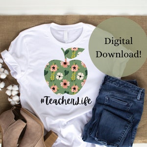 Teacher Life Sublimation PNG, Apple Teacher PNG, Back to School PNG, Back to School, Teacher Tee, Teacher Gift