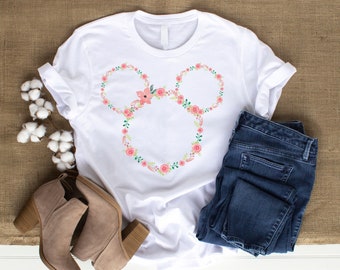 Watercolor Flowers Minnie Ears PNG for Sublimation, Flower Mouse Ears PNG