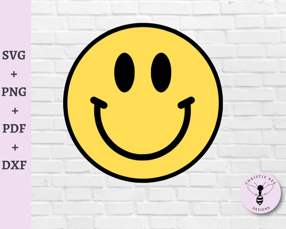 Smiley Face Clip Art Svg Png Dxf PDF, Yellow and Black