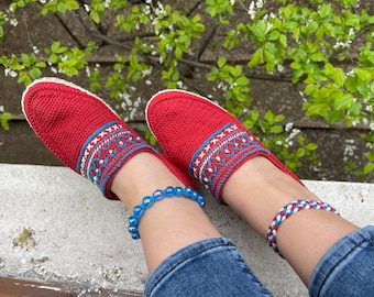 Ręcznie robione kurdyjskie espadryle: tradycyjne, tkane, bawełniane, wygodne buty