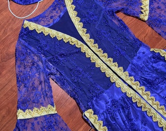 Handcrafted Persian Dance Costume: 4-Piece Satin Lace Ensemble