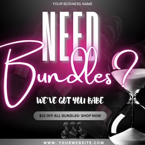 Hair Bundles Flyer Template, Hair sale flyer, Wig flyer, Wig Seller Flyer, Hair Extensions, Hair flyer, Hair seller flyer, Hair on hand