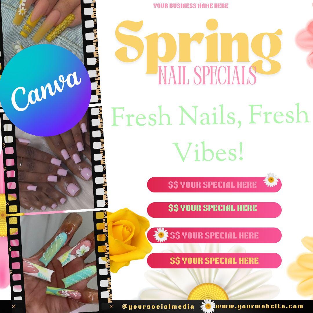 April Booking Flyer, Spring Flyer, Book Now Flyer, MUA Lashes Nails ...