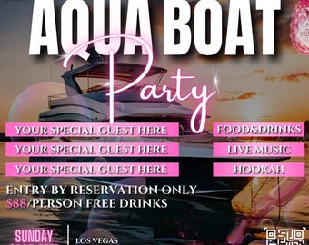 Cruise trip Flyer, Cruise Vacation Business Trip Template Boat Yacht Invitation Editable Canva Invite Party Invitation birthday Social Media