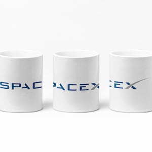 Spacex Logo Coffee Mug - 11 or 15 Oz White Ceramic Cup for Space Enthusiasts, Astronomers, and Spacex Fans